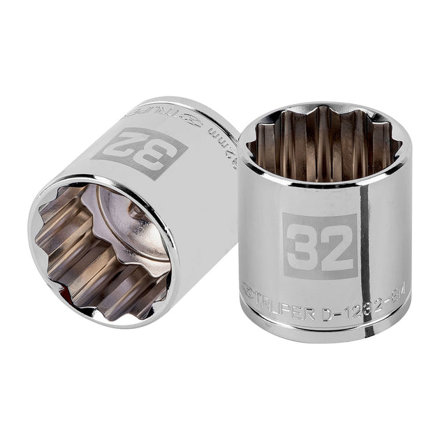 D-1232-EM Dado de 32 mm, 12 puntas, cuadro 1/2", Truper