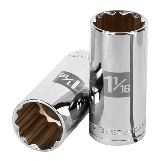 D-1234-EL Dado largo de 1-1/16", 12 puntas, cuadro 1/2", Truper