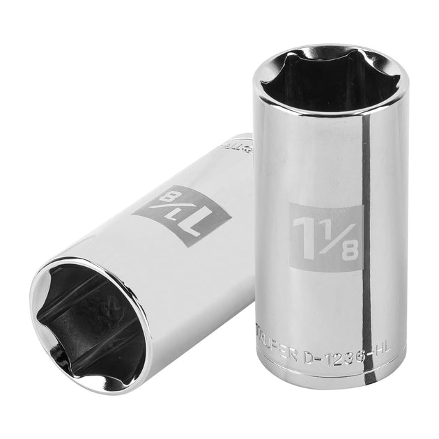 D-1236-HL Dado largo de 1-1/8", 6 puntas, cuadro 1/2", Truper