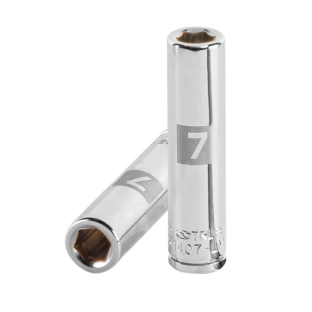 D-1407-LM Dado largo de 7 mm, 6 puntas, cuadro 1/4", Truper
