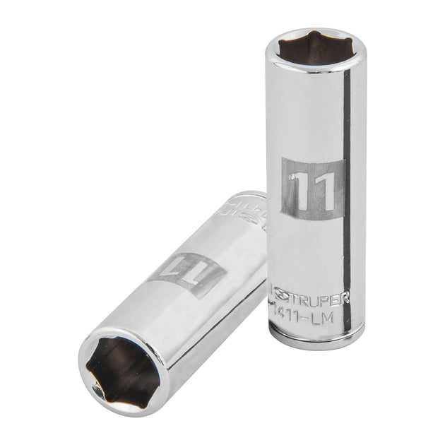 D-1411-LM Dado largo de 11 mm, 6 puntas, cuadro 1/4", Truper