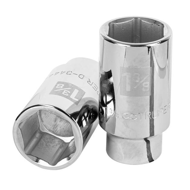 D-3444-HL Dado largo de 1 3/8", 6 puntas, cuadro 3/4", Truper