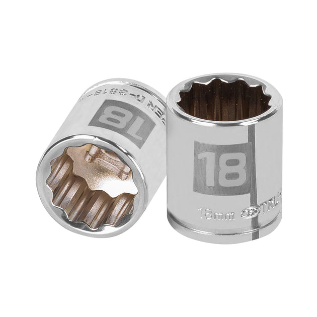 D-3818-M Dado de 18 mm, 12 puntas, cuadro 3/8", Truper