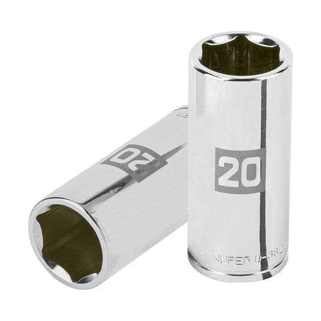 D-3820-HM-L Dado largo de 20 mm, 6 puntas, cuadro 3/8", Truper