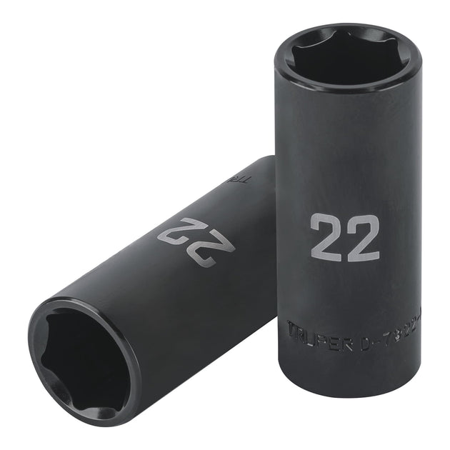 D-7322-ML Dado largo impacto de 22 mm, 6 puntas, cuadro 1/2", Truper