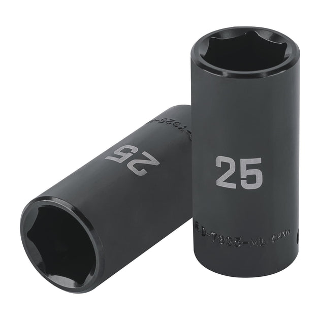 D-7325-ML Dado largo impacto de 25 mm, 6 puntas, cuadro 1/2", Truper