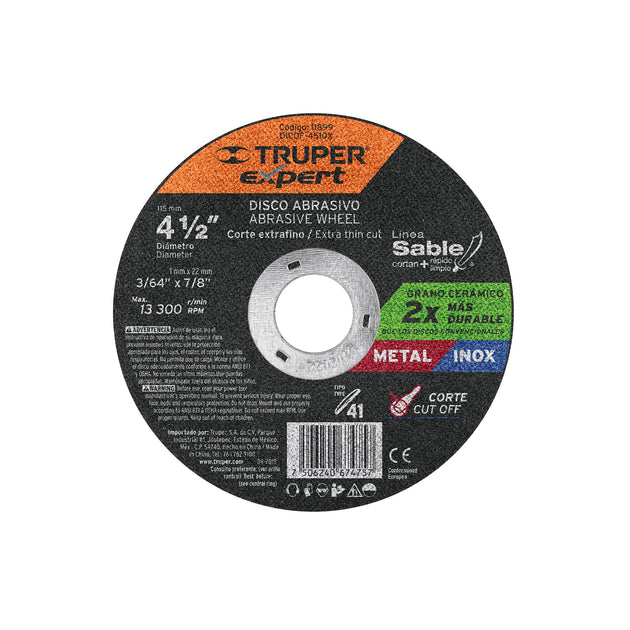 DICOF-4510X Disco Tipo 41 de 4-1/2" x 1 mm corte fino de metal, Expert