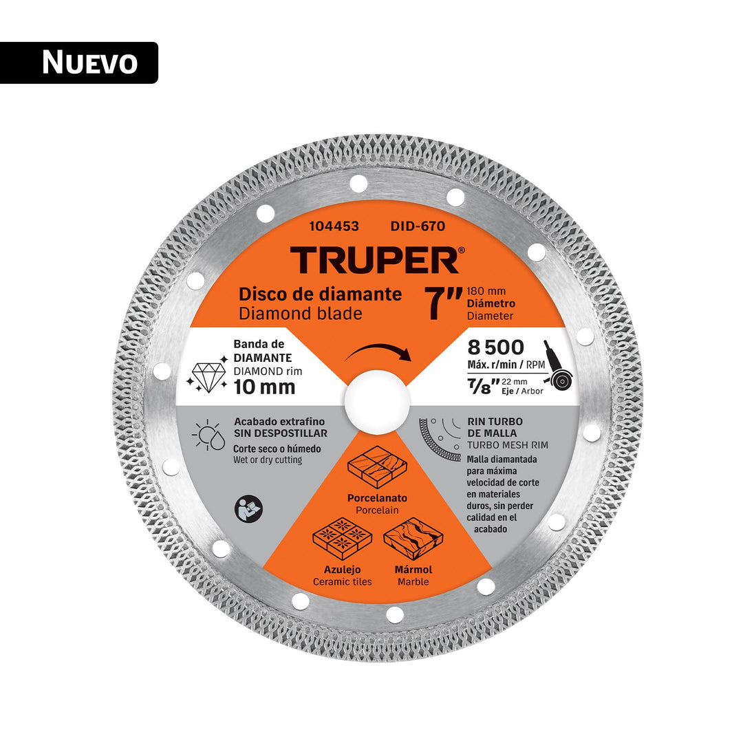 Disco Diamantado Turbo Truper DID-670 7" | Corte Rápido y Fino