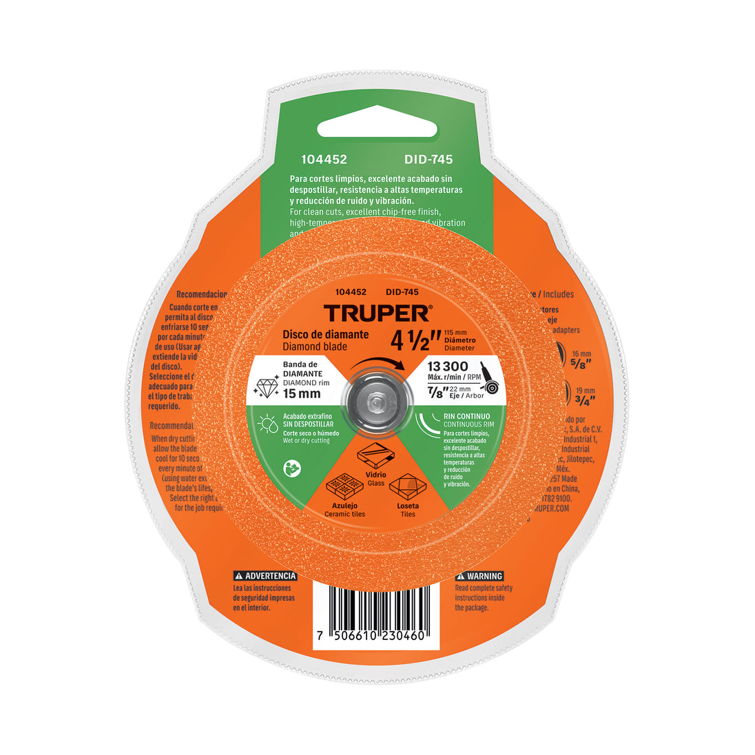 Disco Diamantado Truper DID-745 4-1/2" Corte Extrafino | FerreMax