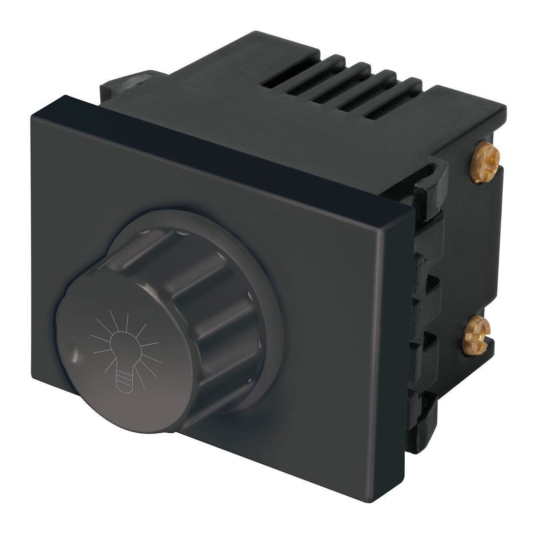 DIM15-EN Dimmer giratorio, 1.5 módulos, línea Española, color negro