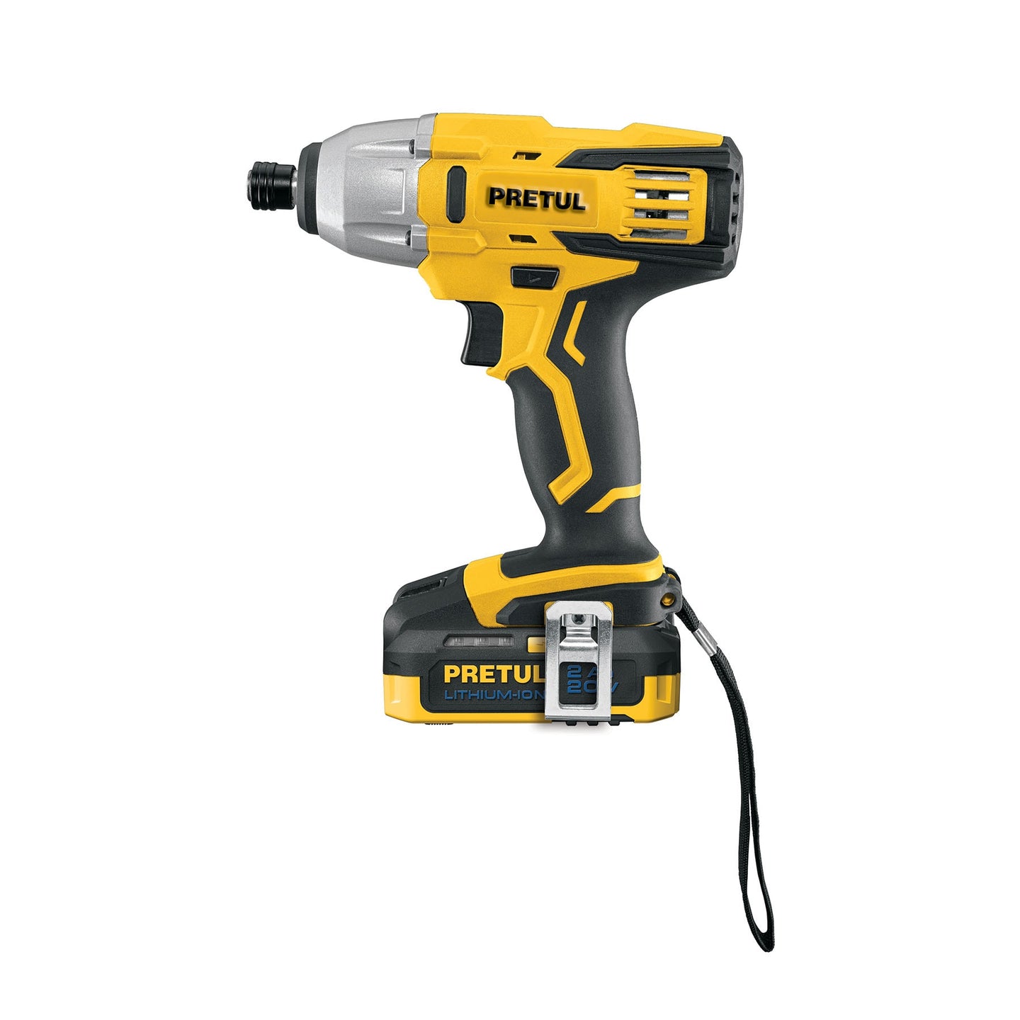 DIMI-20P Destornillador de impacto 1/4", 20V, 1 batería 2Ah, PRETUL