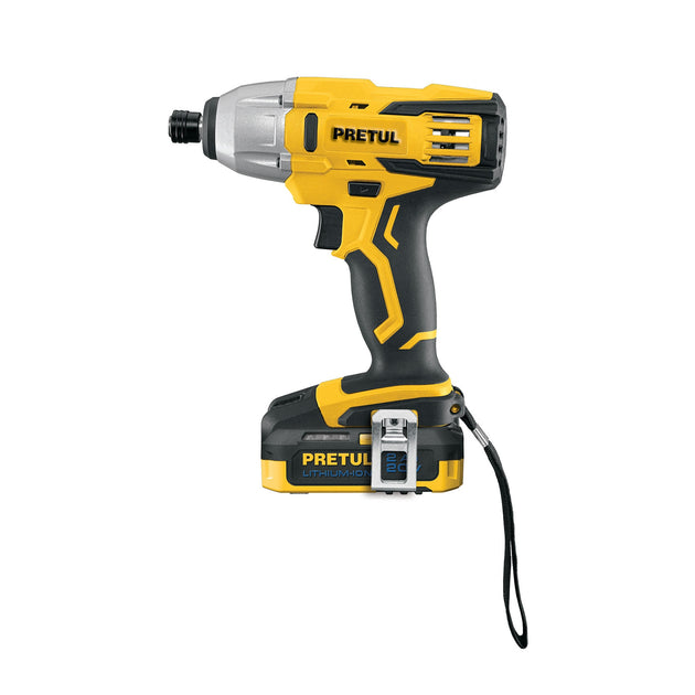 DIMI-20P Destornillador de impacto 1/4", 20V, 1 batería 2Ah, PRETUL