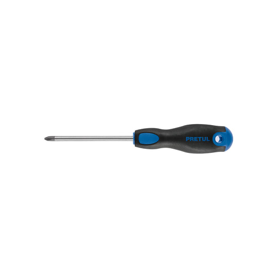 DP-1/4X4BP Desarmador de cruz 1/4" x 4" mango Comfort Grip, PRETUL