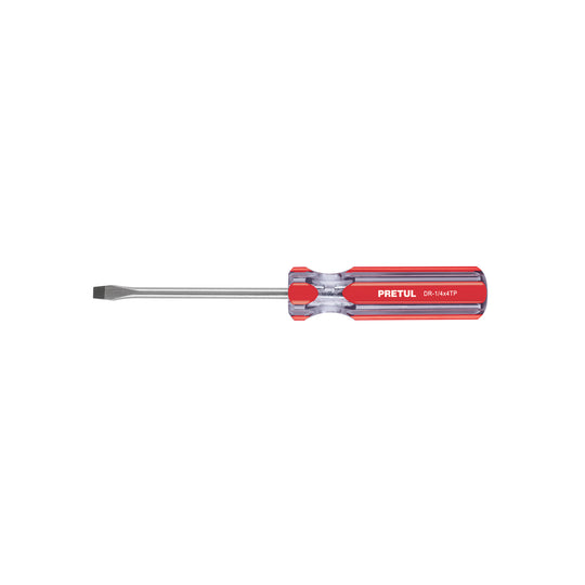 DR-1/4X4TP Desarmador plano 1/4 x 4" mango de PVC, PRETUL