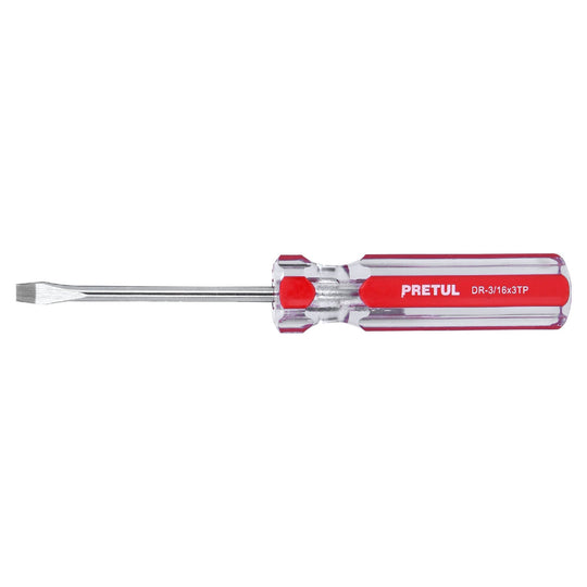 DR-3/16X3TP Desarmador plano 3/16 x 3" mango de PVC, PRETUL