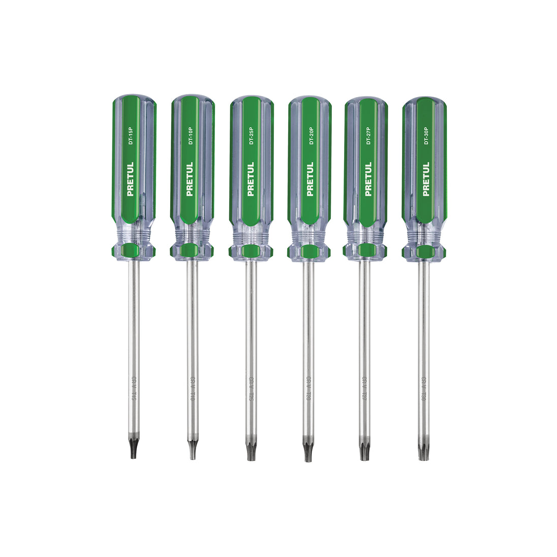 DT-6P Juego de 6 desarmadores Torx mango de PVC, PRETUL