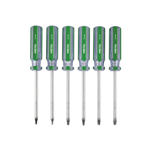 DT-6P Juego de 6 desarmadores Torx mango de PVC, PRETUL