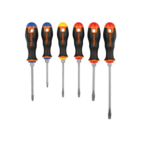 DTJ-6B Juego de 6 desarmadores mango Comfort Grip, Truper