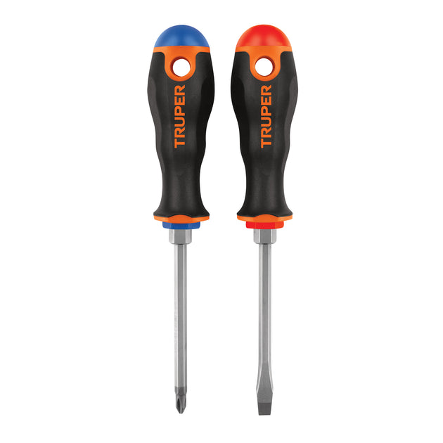 DUO-1/4X4B Dúo de desarmadores 1/4" x 4" mango Comfort Grip, Truper
