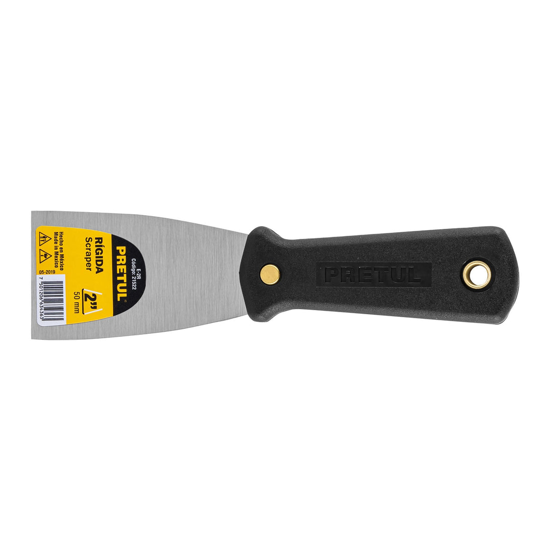 E-2R Espátula rígida 2" con mango de plástico, Pretul