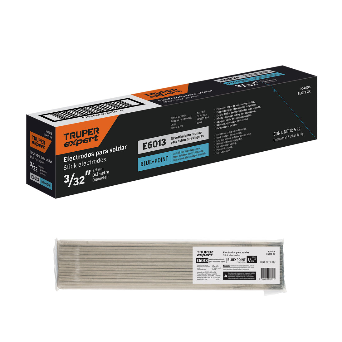 Electrodo Expert E6013 3/32" 2.5mm Caja 5kg | Rutílico AC/DC
