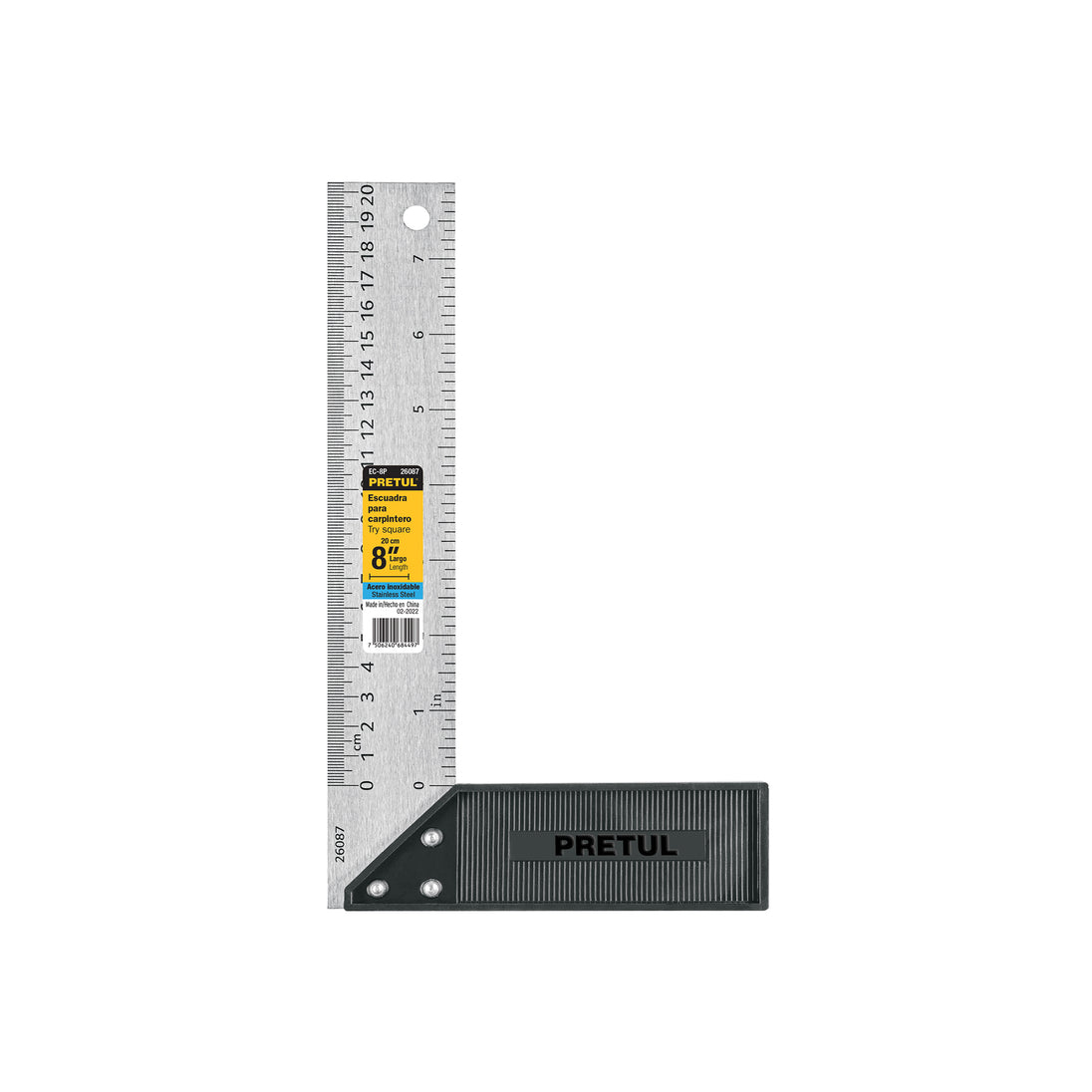 EC-8P Escuadra 8" para carpintero, Pretul