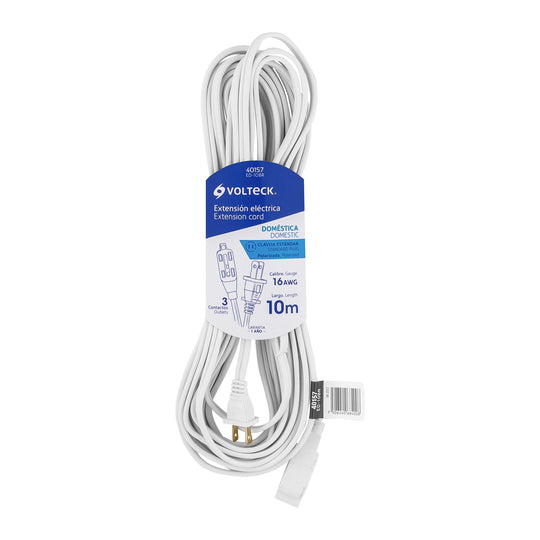 ED-10BR Extensión eléctrica doméstica 10 m clavija recta, blanca