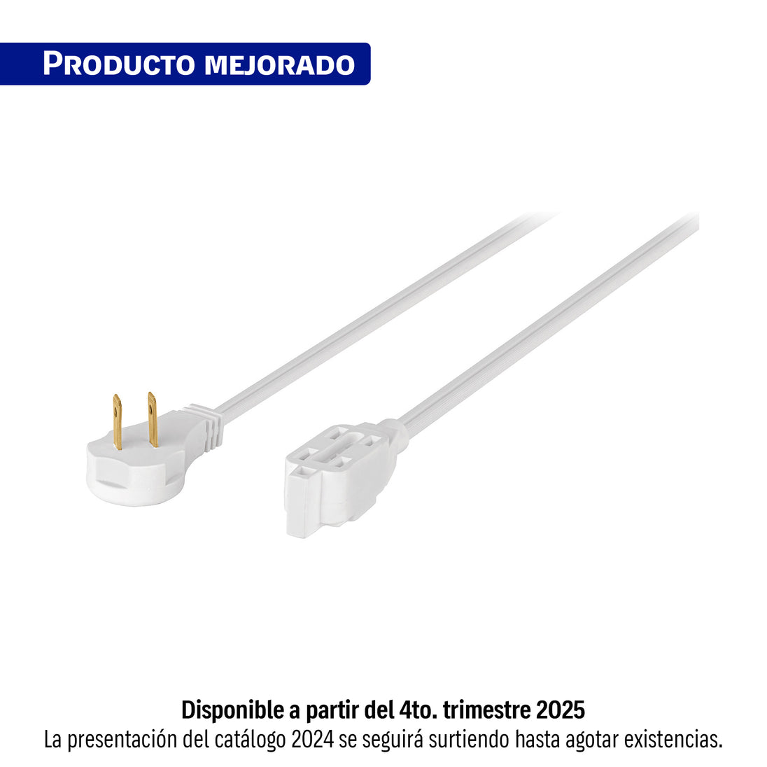 ED-2B Extensión eléctrica doméstica 2 m clavija plana, blanca