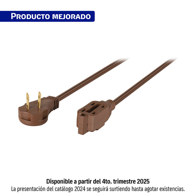 ED-2C Extensión eléctrica doméstica 2 m clavija plana, café