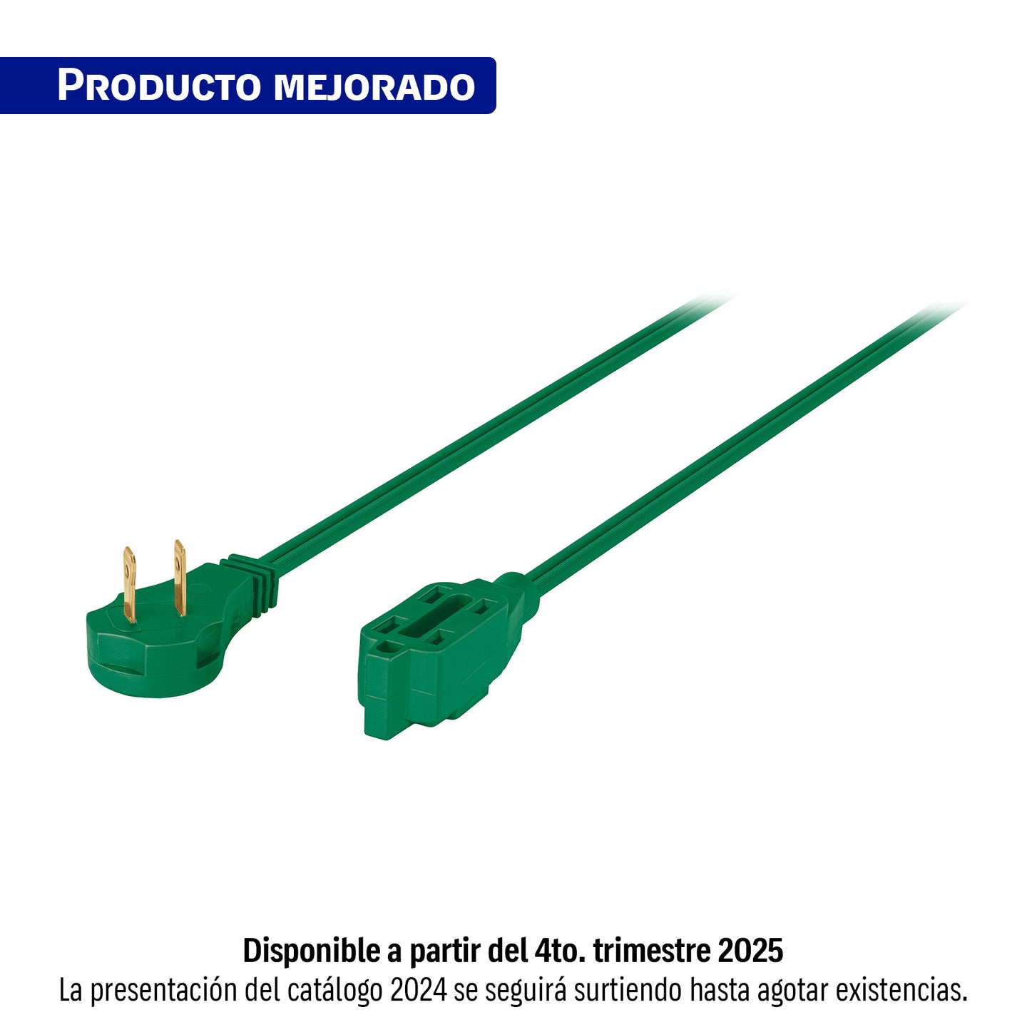 ED-3V Extensión eléctrica doméstica 3 m clavija plana, verde