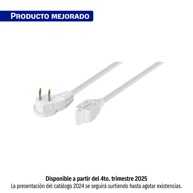 ED-4B Extensión eléctrica doméstica 4 m clavija plana, blanca