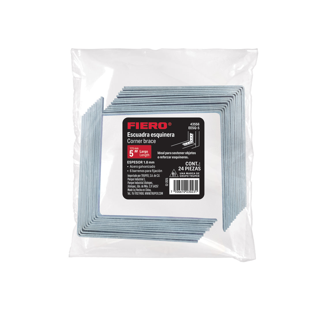 Escuadra de Acero Galvanizado Fiero EESQ-5 | 5" Refuerzo