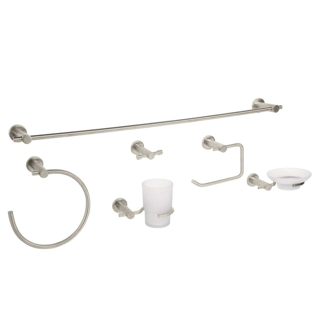 ELA-7000N Juego de 6 accesorios para baño acabado satín, FOSET ELEMENT