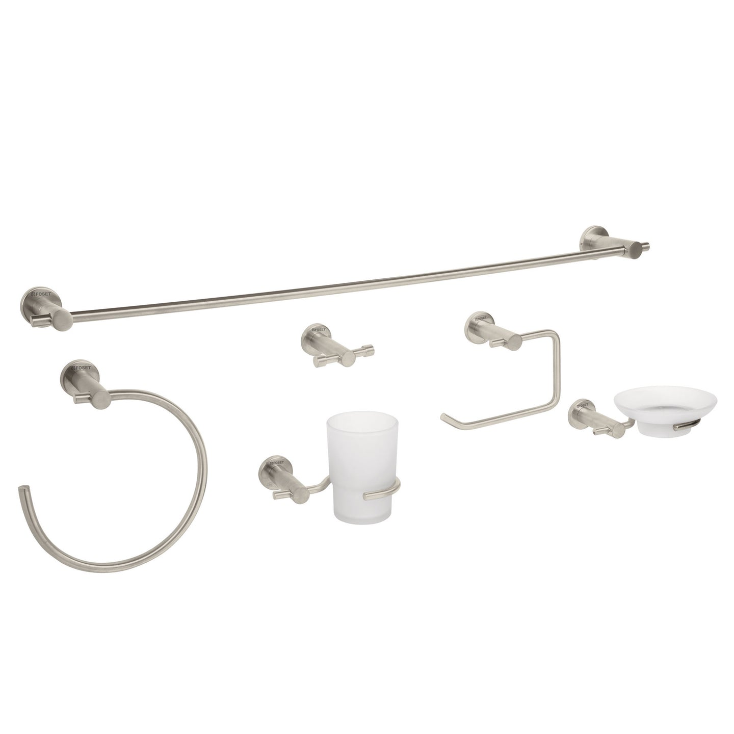 ELA-7000N Juego de 6 accesorios para baño acabado satín, FOSET ELEMENT