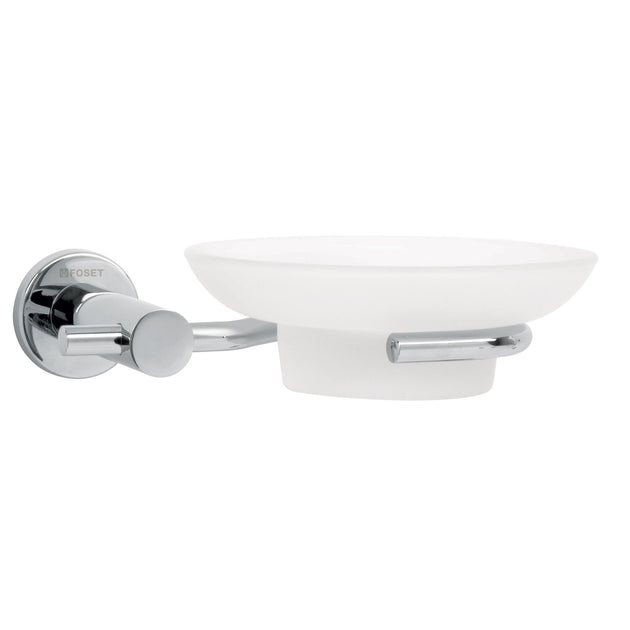 ELA-74 Jabonera metálica cromo con plato de vidrio, FOSET ELEMENT