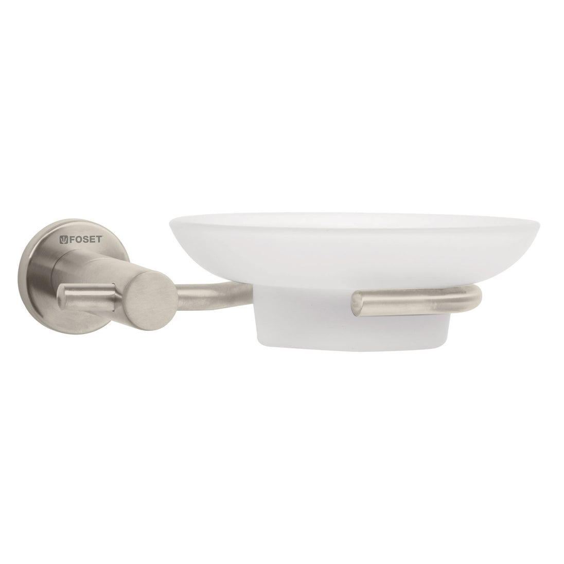 ELA-74N Jabonera metálica satín con plato de vidrio, FOSET ELEMENT