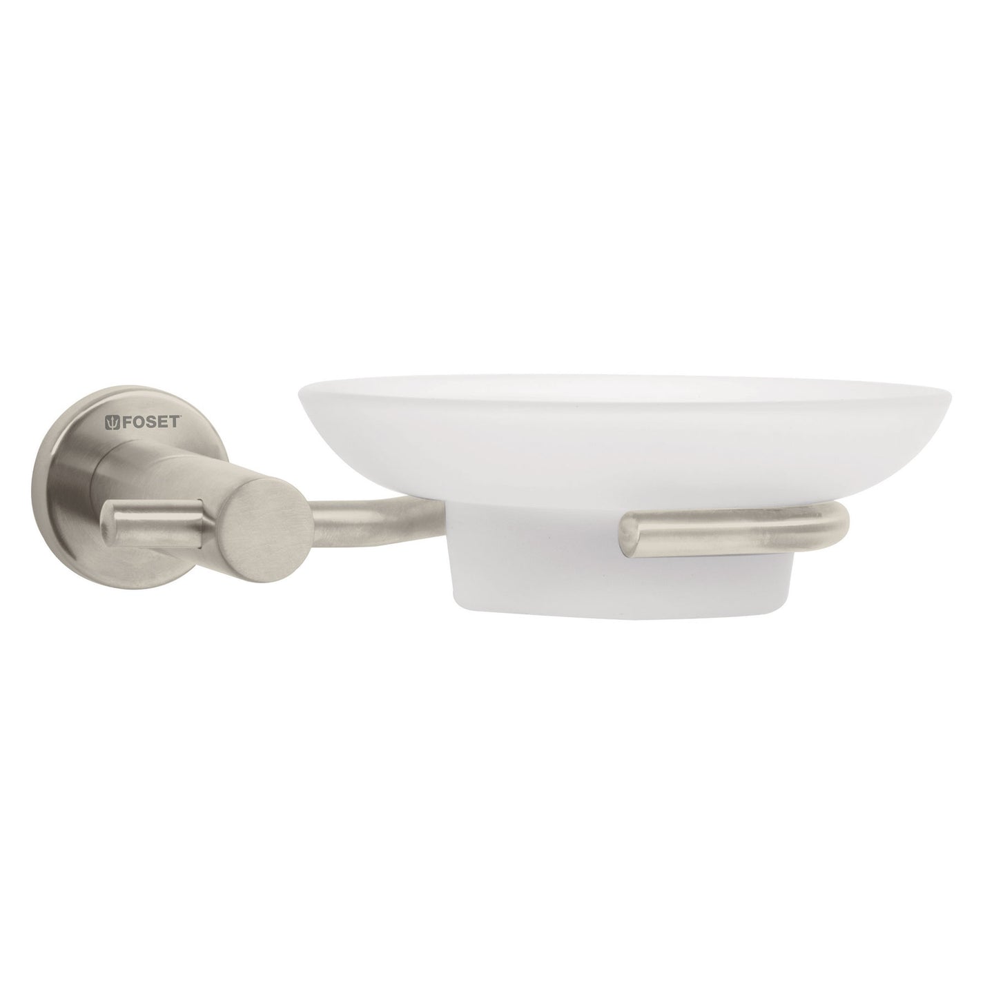 ELA-74N Jabonera metálica satín con plato de vidrio, FOSET ELEMENT