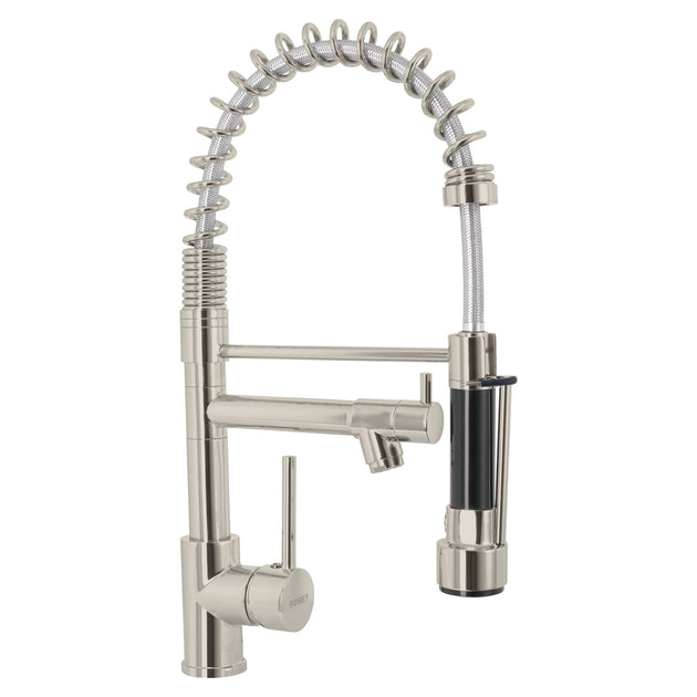 ELF-84N Monomando con doble salida para fregadero, Satín, ELEMENT