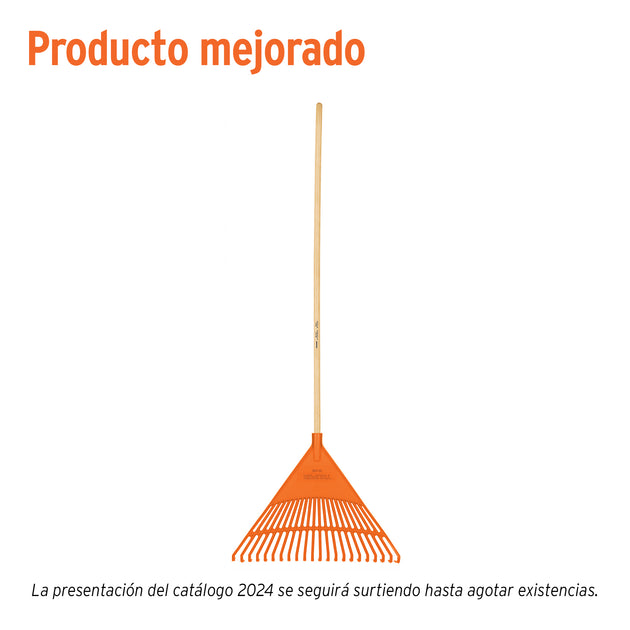 EP-22R Escoba plástica rígida para jardín, 22 dientes, mango 48"