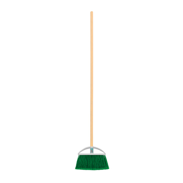 ES-160A Escoba chica tipo abanico, cerdas de PVC, bastón de madera