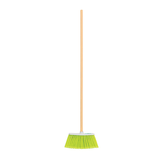 ES-200C Escoba mediana tipo cepillo, cerdas de PVC, bastón de madera