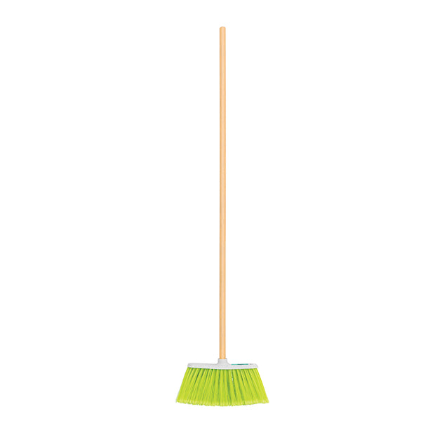 ES-200C Escoba mediana tipo cepillo, cerdas de PVC, bastón de madera