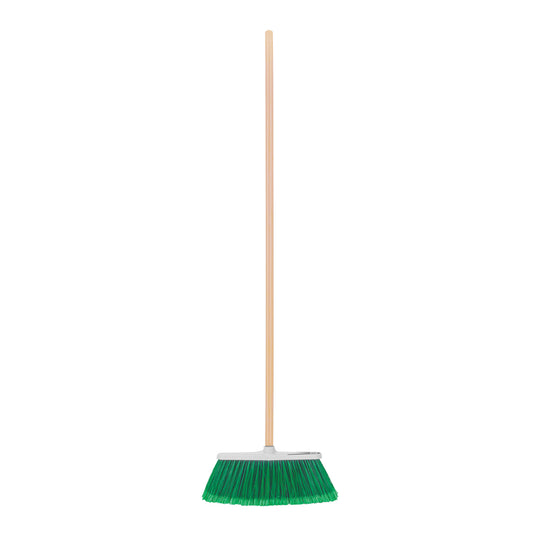 ES-220C Escoba grande tipo cepillo, cerdas de PVC, bastón de madera