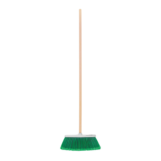ES-220C Escoba grande tipo cepillo, cerdas de PVC, bastón de madera