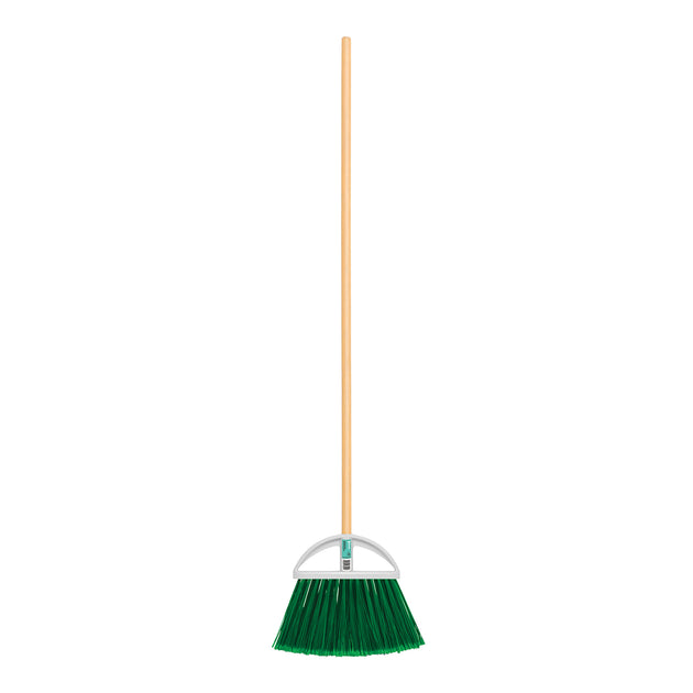 ES-250A Escoba grande tipo abanico, cerdas de PVC, bastón de madera