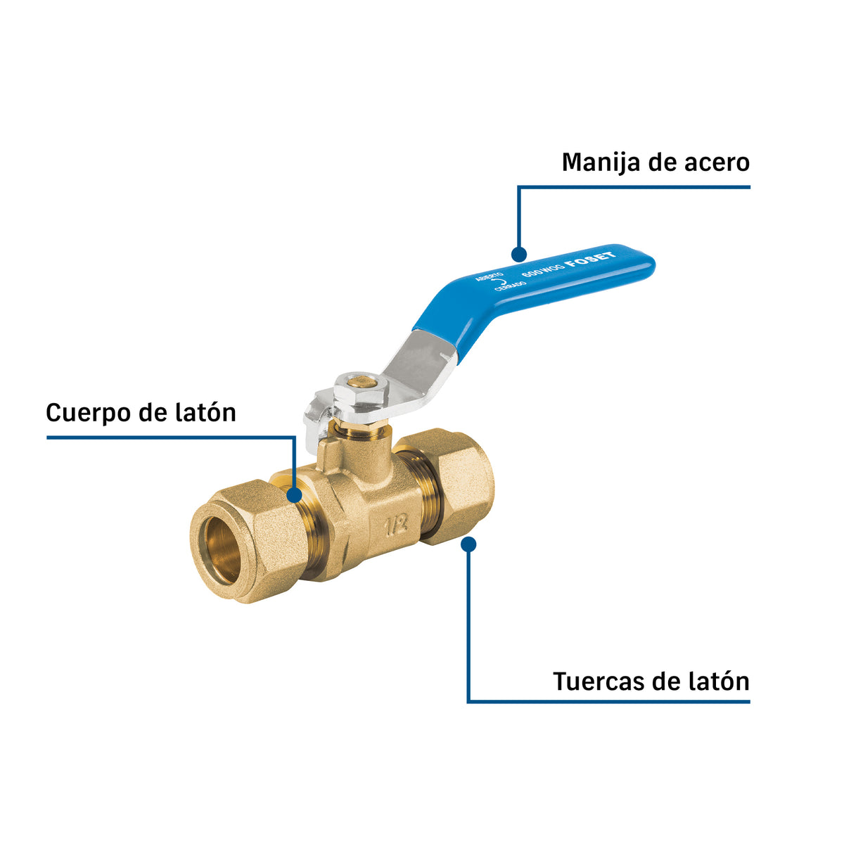 Empalme Reparación Foset ESCO-1/2X 1/2" Latón | Sin Soldar 600 PSI