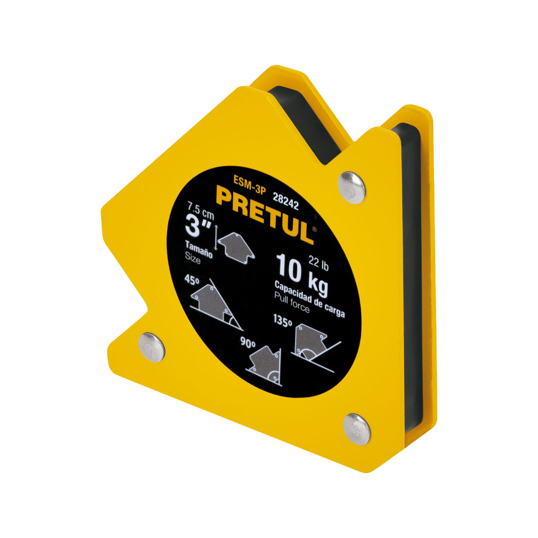 ESM-3P Escuadra magnética para soldar de 3", carga 10 kg, PRETUL