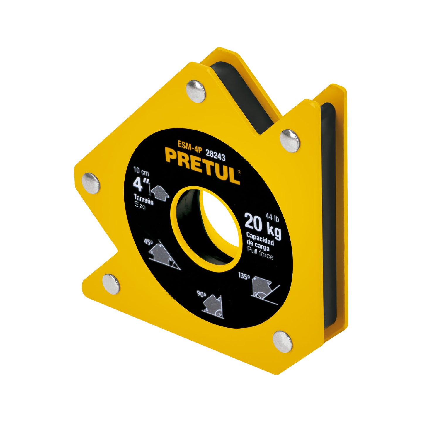 ESM-4P Escuadra magnética para soldar de 4", carga 20 kg, PRETUL