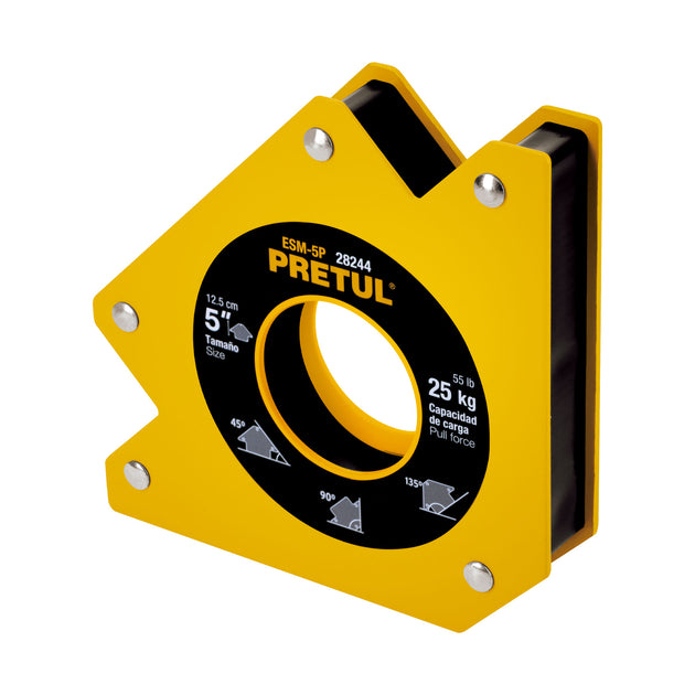 ESM-5P Escuadra magnética para soldar de 5", carga 25 kg, PRETUL