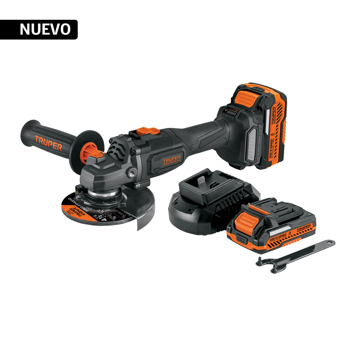 Esmeriladora Angular Truper 20V Brushless 4-1/2" 4Ah | N20-ESM-2